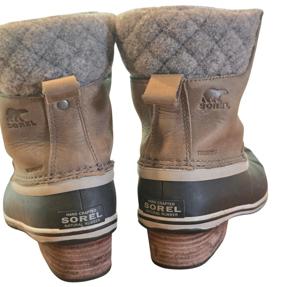 Sorel Waterproof Duck Boots Womens 7.5 Slimpack II Elk Black